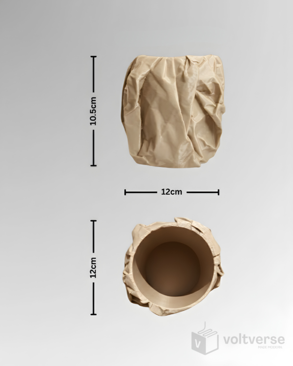 voltverse-3d-printing-crumbled-plant-pot-measurement.webp Crumbled Indoor Plant Pot | Unique & Aesthetic Home Decor