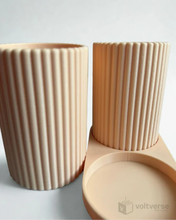 Minimal Ribbed Bathroom Organizer | Toothbrush & Toiletry Holder