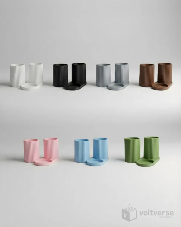 Minimal Ribbed Bathroom Organizer | Toothbrush & Toiletry Holder